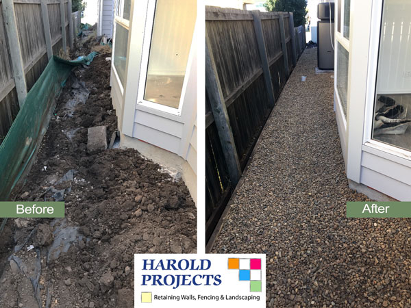 Harold Projects - Before & After shot of Pathway at side of House